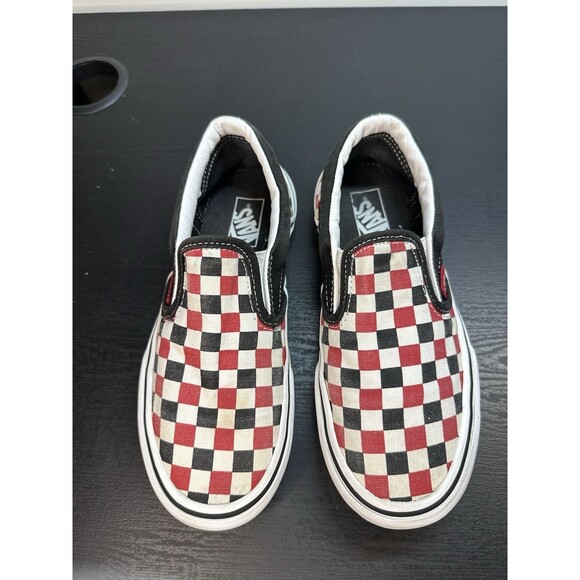 Vans Red Black White Checkerboard Youth Kids Sz 3 #1328 - Picture 1 of 10